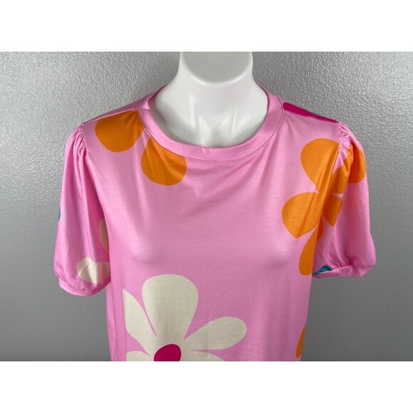 Flower Power Women Large Shirt Pink Multi Color Floral Pattern Casual NWT - Picture 2 of 8
